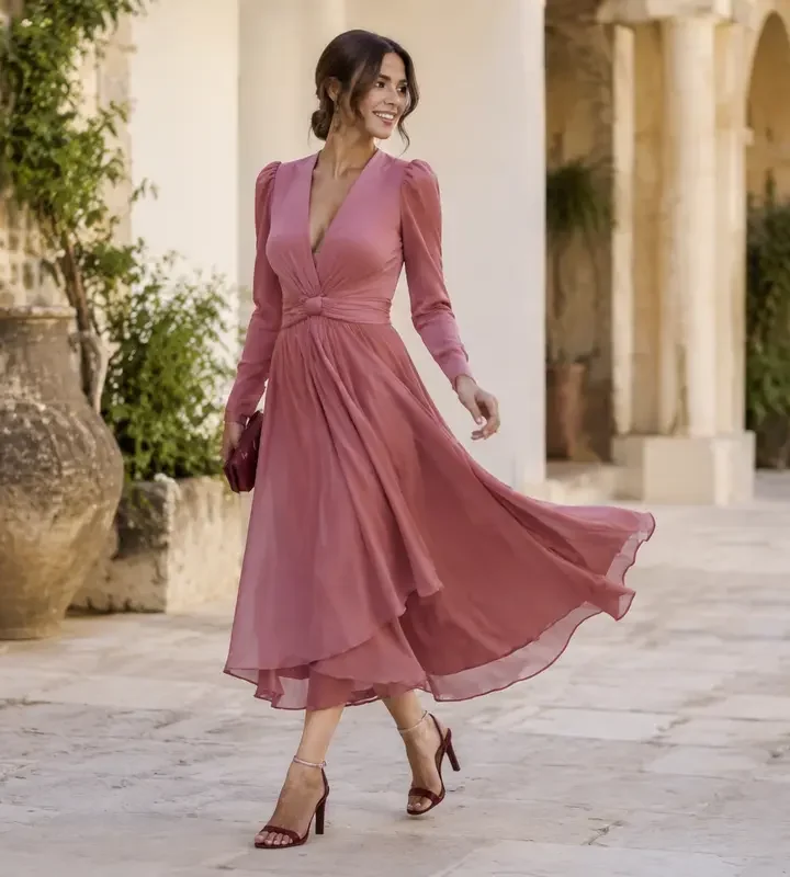 Imagen destacada de Vestidos midi de invitada: cómo elegir el modelo más favorecedor