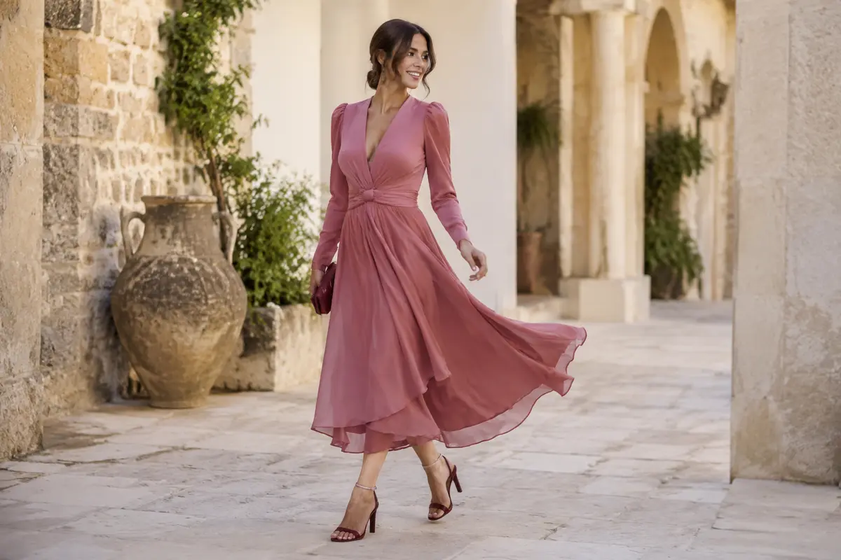 Imagen destacada de Vestidos midi de invitada: cómo elegir el modelo más favorecedor