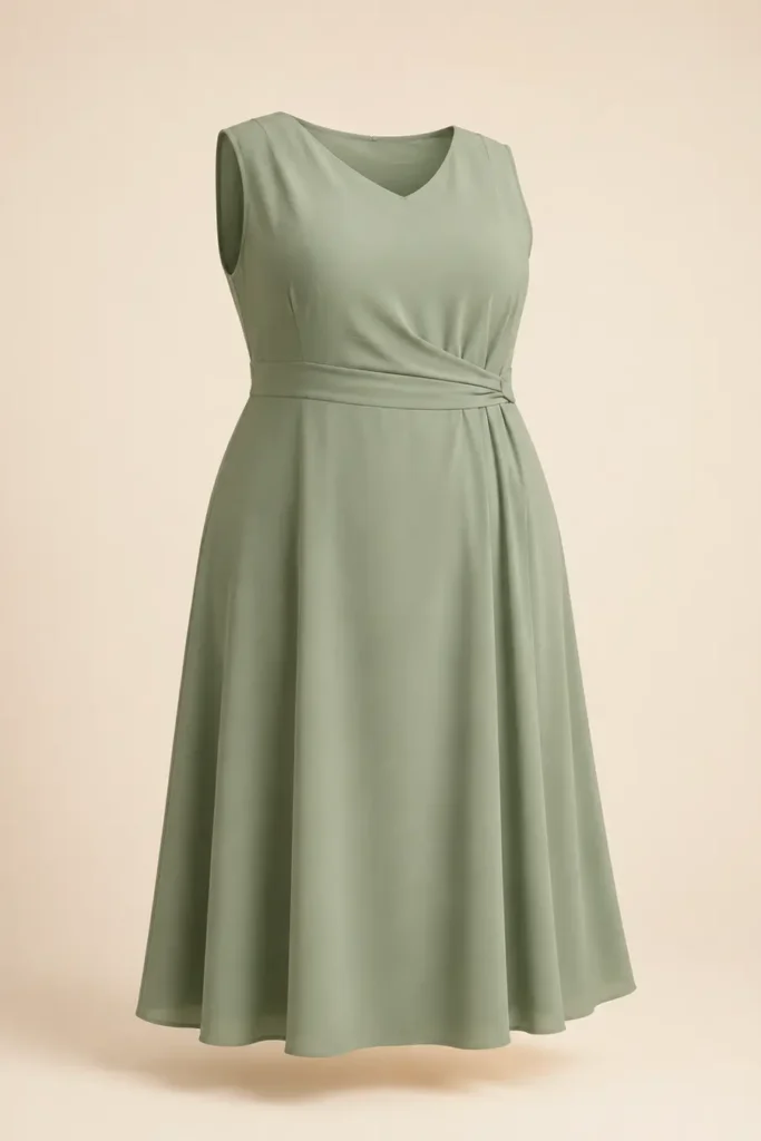 Imagen editorial de referencia de Fansu vestido midi de talla grande con corte A