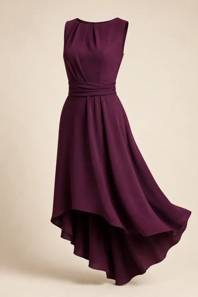 Imagen editorial de referencia de GRACE KARIN vestido midi elegante con bajo irregular