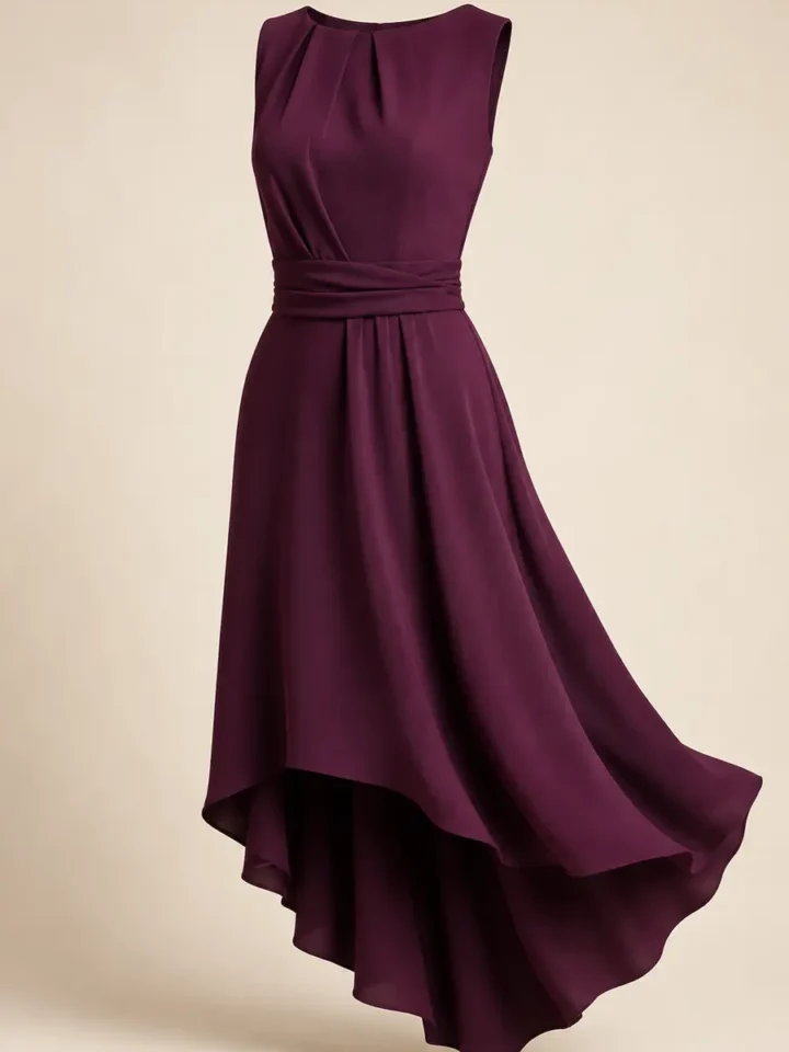 Imagen editorial de referencia de GRACE KARIN vestido midi elegante con bajo irregular