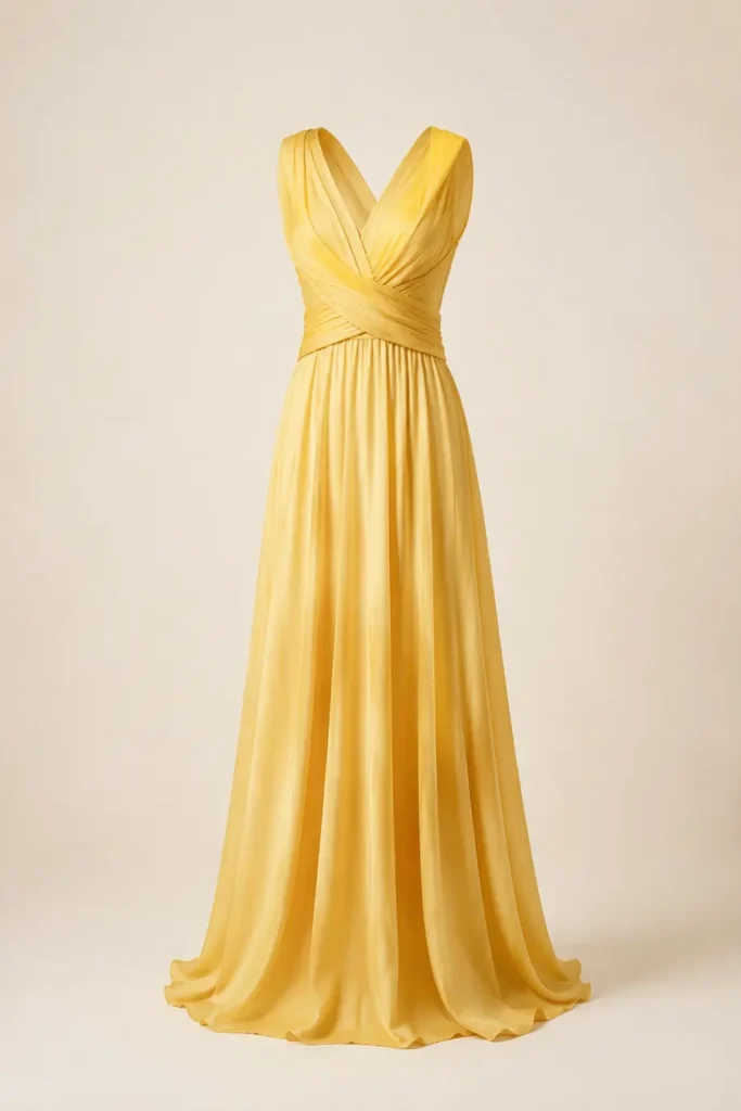 Imagen editorial de referencia de Vestido largo convertible con cuello en V