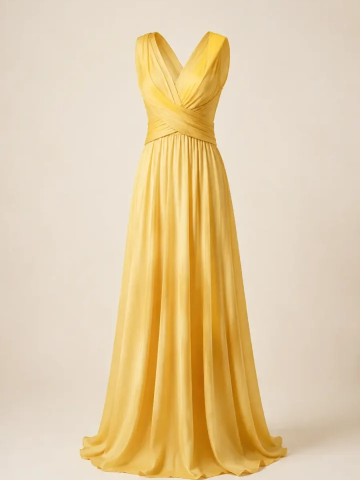 Imagen editorial de referencia de Vestido largo convertible con cuello en V