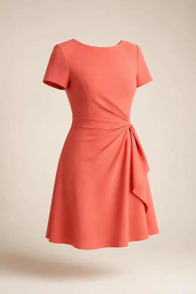 Imagen editorial de referencia de Wellwits vestido de cóctel con manga corta