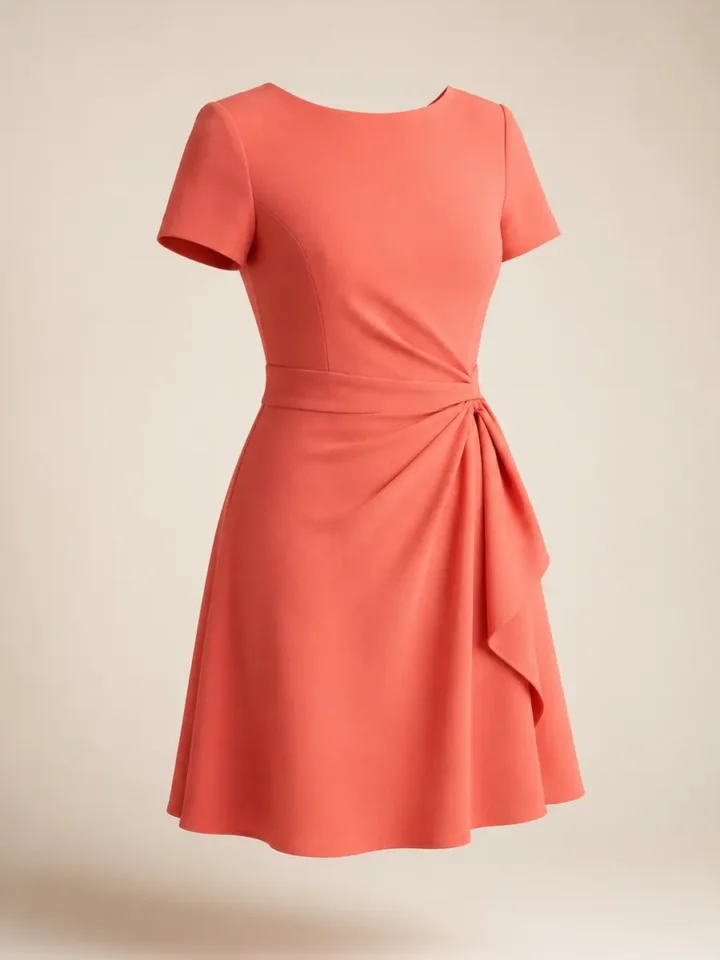 Imagen editorial de referencia de Wellwits vestido de cóctel con manga corta